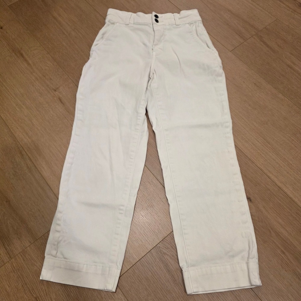 Everlane Women White Organic Cotton Straight Leg Utility Pants Size 2 Minimalist